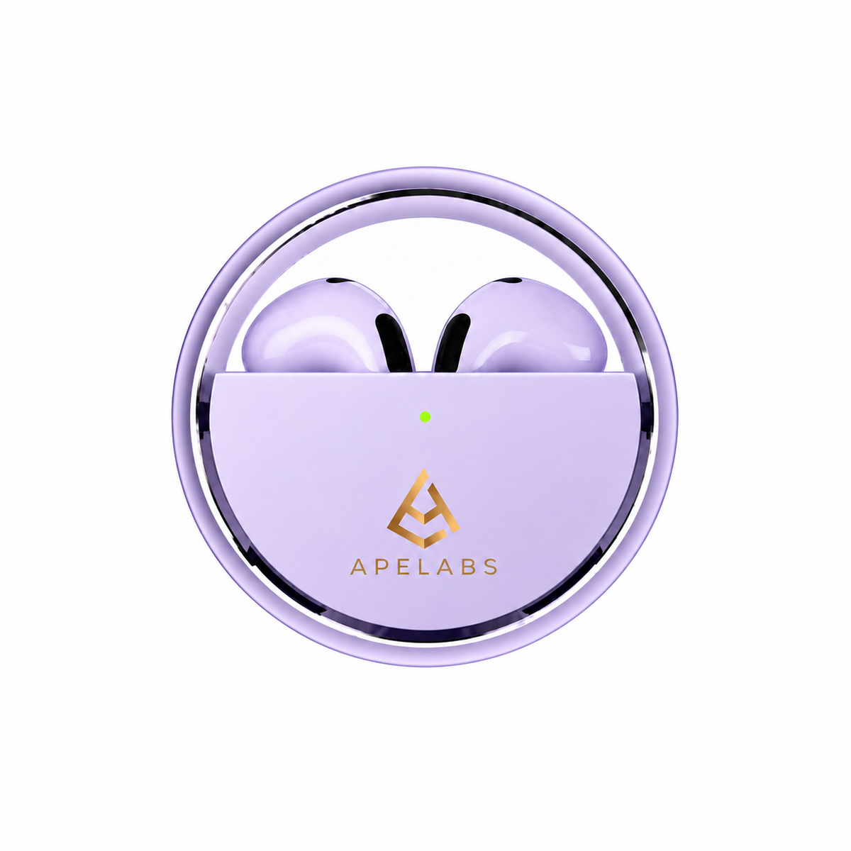 AirSpin Earbuds in Iced Purple, lilac case with matching lilac earbuds