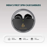 AirSpin Leather Black – Premium Wireless Earbuds | 180° Rotating Case, Deep HD Bass, Crystal-Clear ENC Calls, All-Day Battery