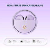 AirSpin Iced Purple – Premium Wireless Earbuds | 180° Rotating Case, Deep HD Bass, Crystal-Clear ENC Calls, All-Day Battery