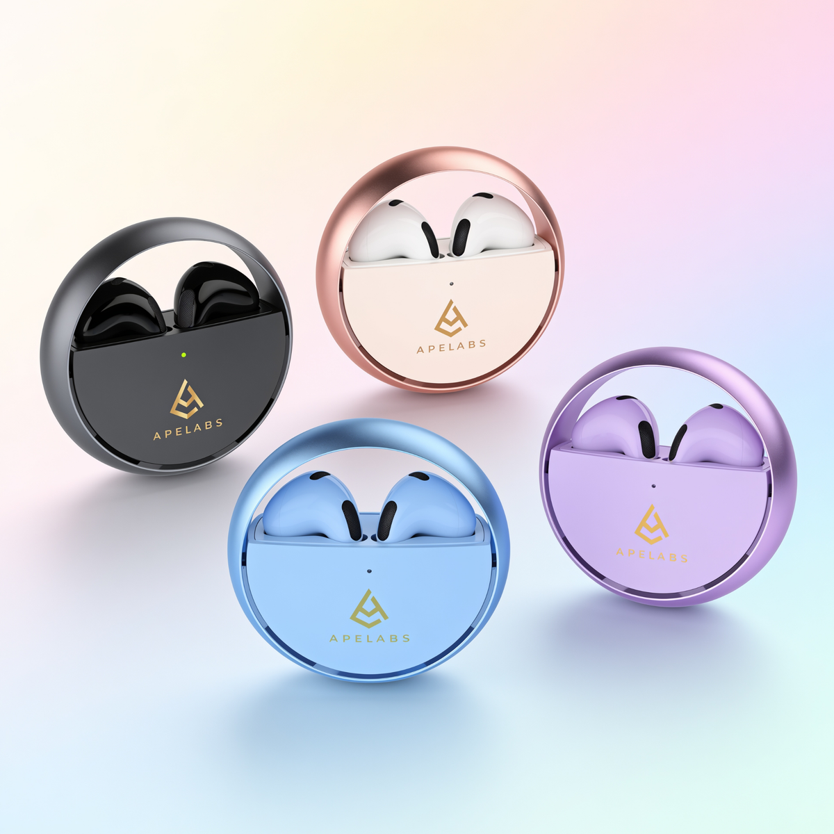 ApeLabs AirSpin Family Pack – Set of 4 Wireless Earbuds with HD Sound, ENC Calling, Long Battery Life, Value Combo for Family