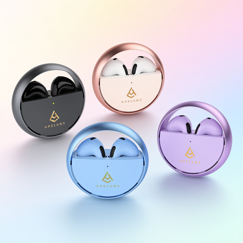 ApeLabs AirSpin Family Pack – Set of 4 Wireless Earbuds with HD Sound, ENC Calling, Long Battery Life, Value Combo for Family