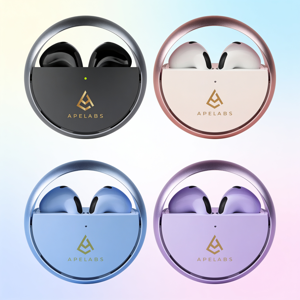 AirSpin Family Pack with all four cases arranged in a square on a pastel backdrop