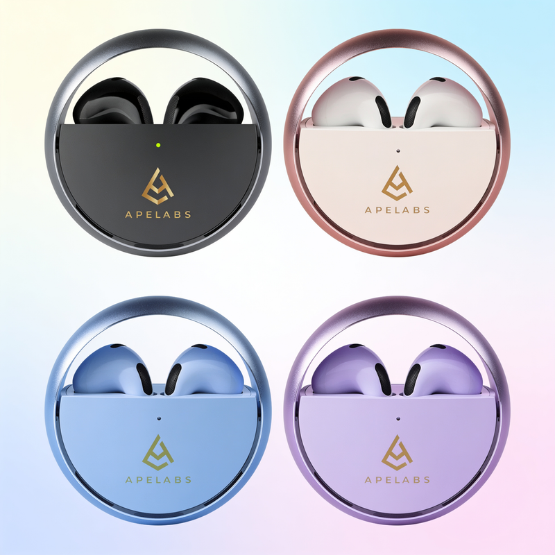 ApeLabs AirSpin Family Pack – Set of 4 Wireless Earbuds with HD Sound, ENC Calling, Long Battery Life, Value Combo for Family