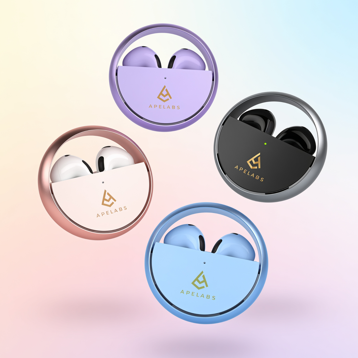 ApeLabs AirSpin Family Pack – Set of 4 Wireless Earbuds with HD Sound, ENC Calling, Long Battery Life, Value Combo for Family