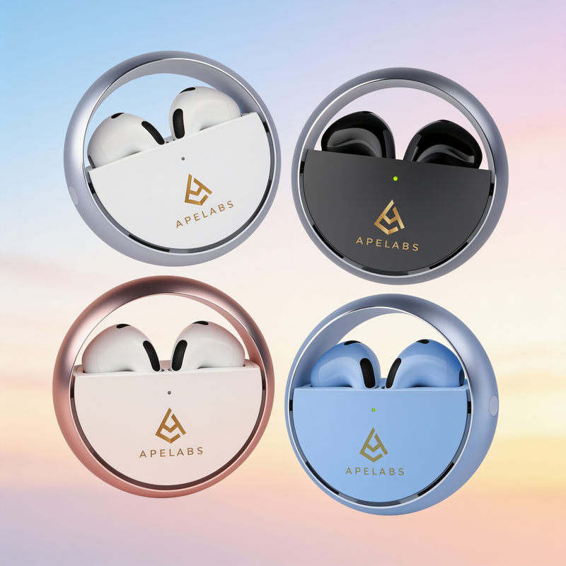 ApeLabs AirSpin Family Pack – Set of 4 Wireless Earbuds with HD Sound, ENC Calling, Long Battery Life, Value Combo for Family