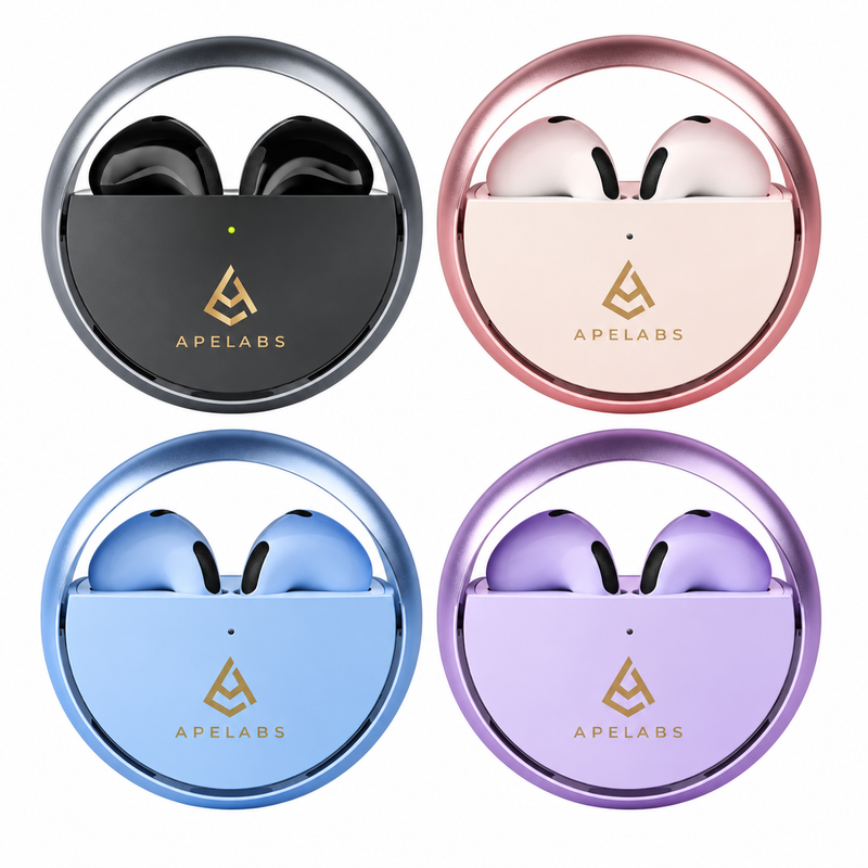 ApeLabs AirSpin Family Pack – Set of 4 Wireless Earbuds with HD Sound, ENC Calling, Long Battery Life, Value Combo for Family