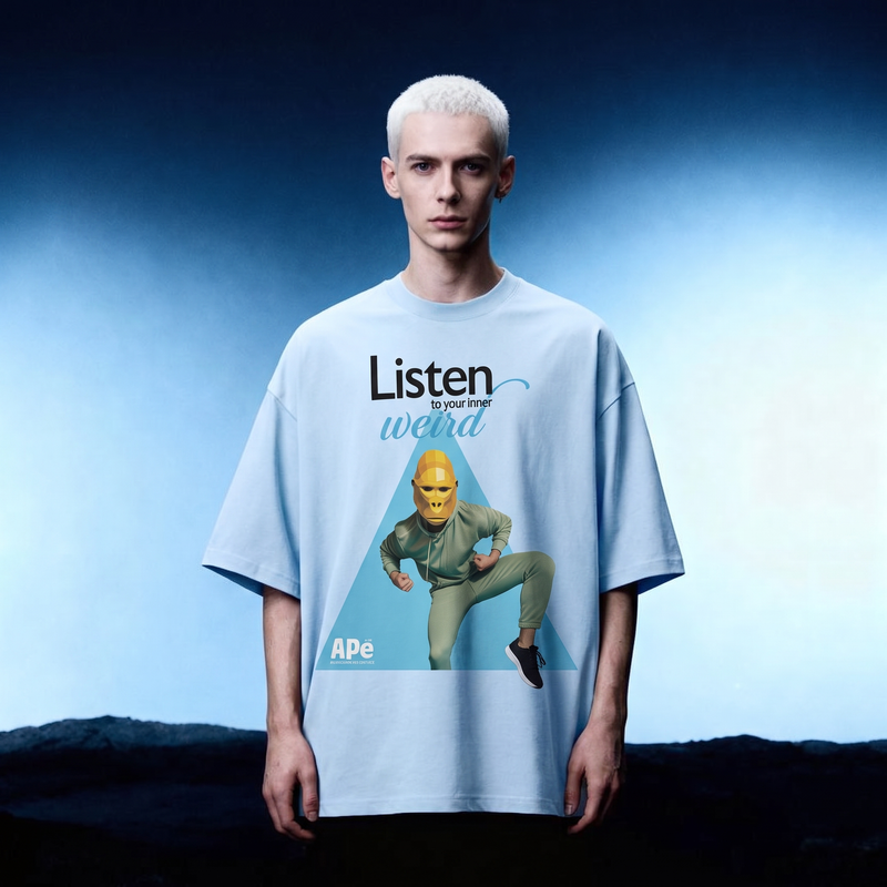 ApeLabs Oversized T-Shirt for Men & Women (Glacier Blue) – Premium Cotton Unisex Baggy Tee, Relaxed Fit, Streetwear Style