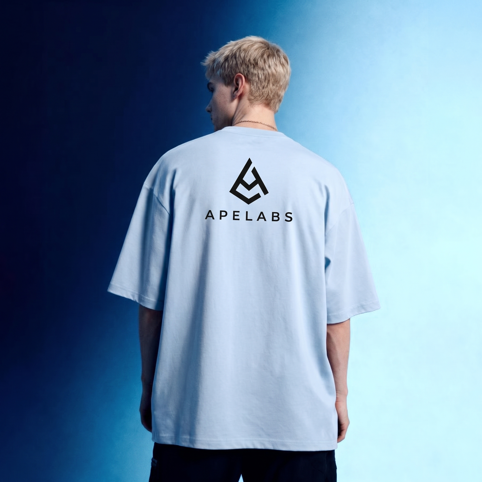 ApeLabs Oversized T-Shirt for Men & Women (Glacier Blue) – Premium Cotton Unisex Baggy Tee, Relaxed Fit, Streetwear Style