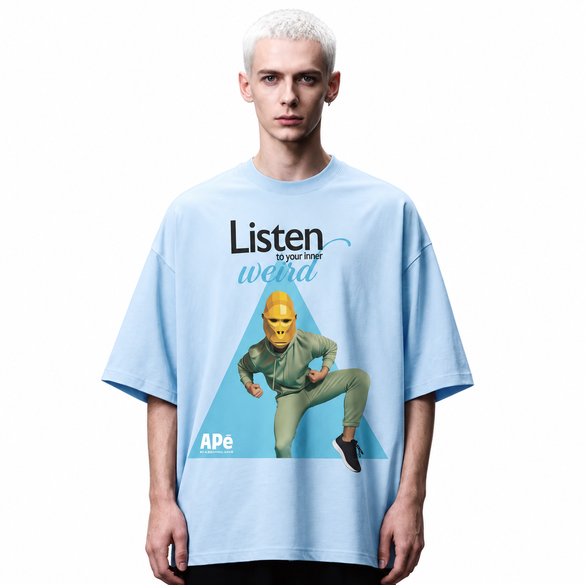 ApeLabs Oversized T-Shirt for Men & Women (Glacier Blue) – Premium Cotton Unisex Baggy Tee, Relaxed Fit, Streetwear Style