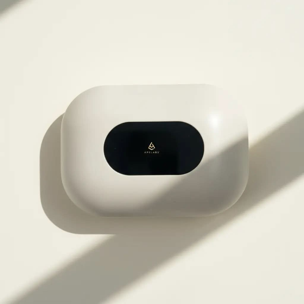 AirSpin Arc charging case closed, seen from above