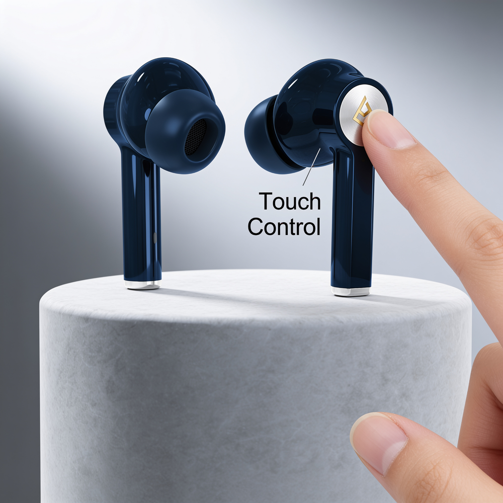 AirSpin Loaded Midnight Surge earbuds in the open case