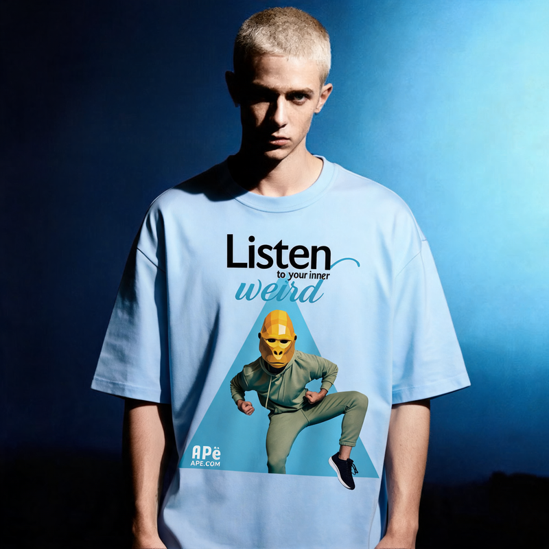 ApeLabs Oversized T-Shirt for Men & Women (Glacier Blue) – Premium Cotton Unisex Baggy Tee, Relaxed Fit, Streetwear Style