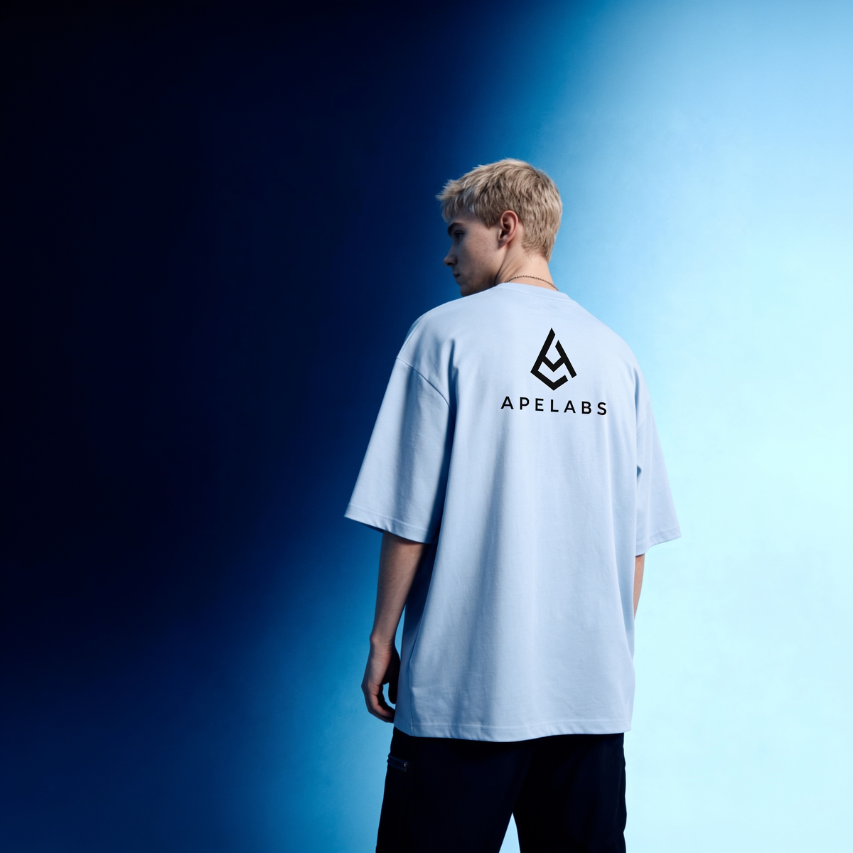 ApeLabs Oversized T-Shirt for Men & Women (Glacier Blue) – Premium Cotton Unisex Baggy Tee, Relaxed Fit, Streetwear Style
