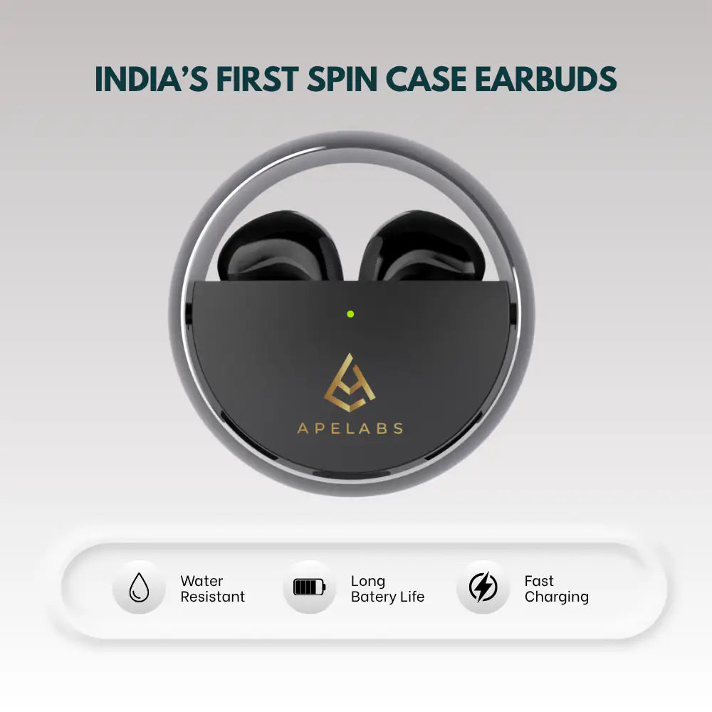 AirSpin Leather Black Premium Earbuds