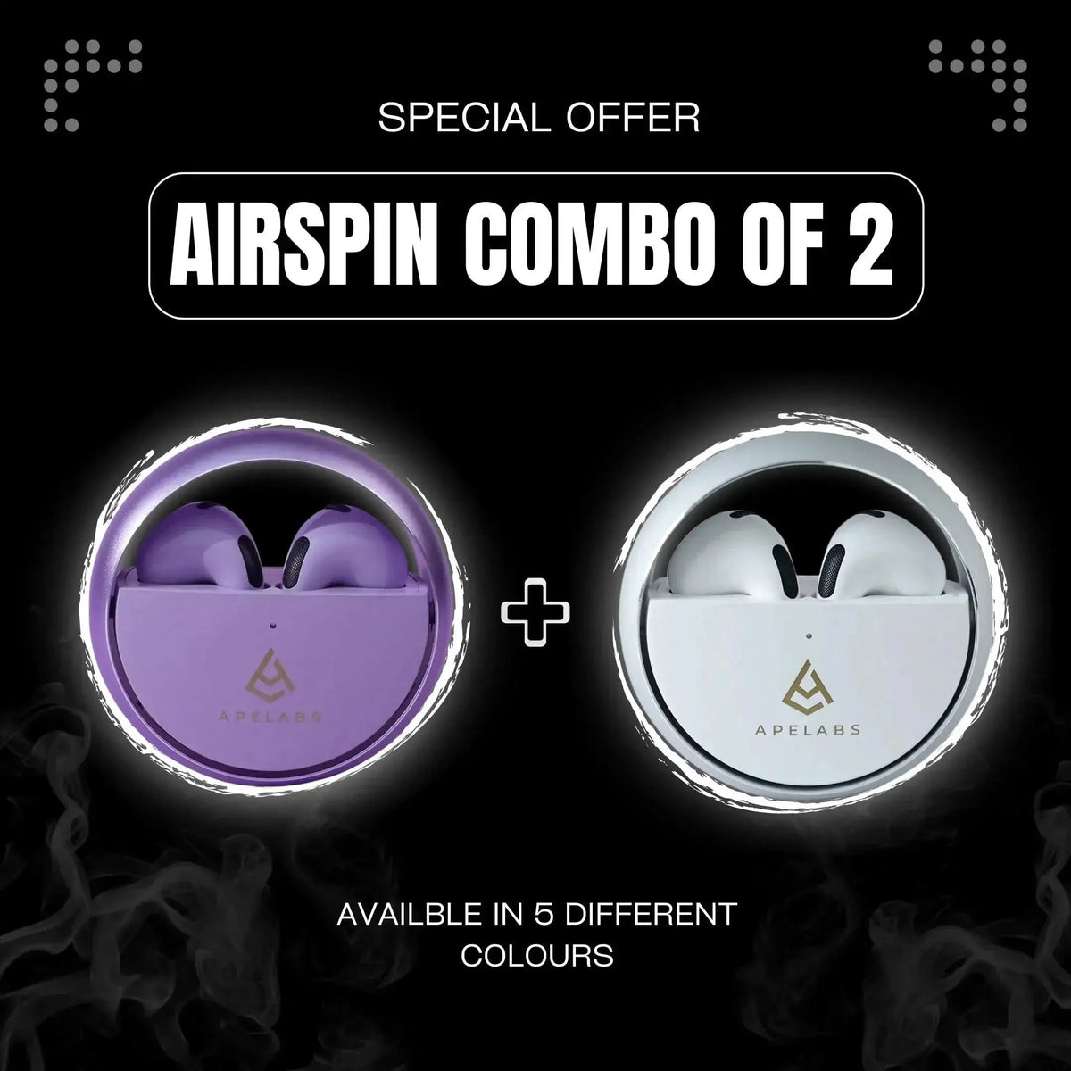 ApeLabs AirSpin Twin Pack – Set of 2 Wireless Earbuds with HD Sound, ENC Calling, Long Battery Life, Value Combo Pack