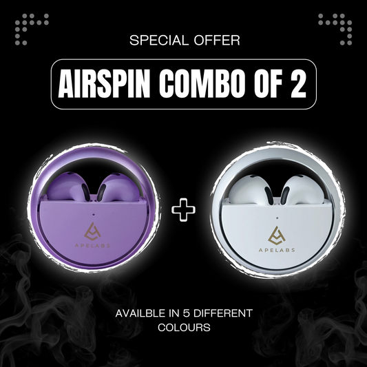 Harmony Twin Pack : 2 Airspin earbuds bringing you unmatched sound in royal style.