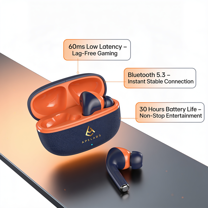AirSpin Super Lite (Solar Flare) – Ultra-Light Wireless Earbuds | Feather-Light Fit, Vibrant HD Sound, All-Day Battery