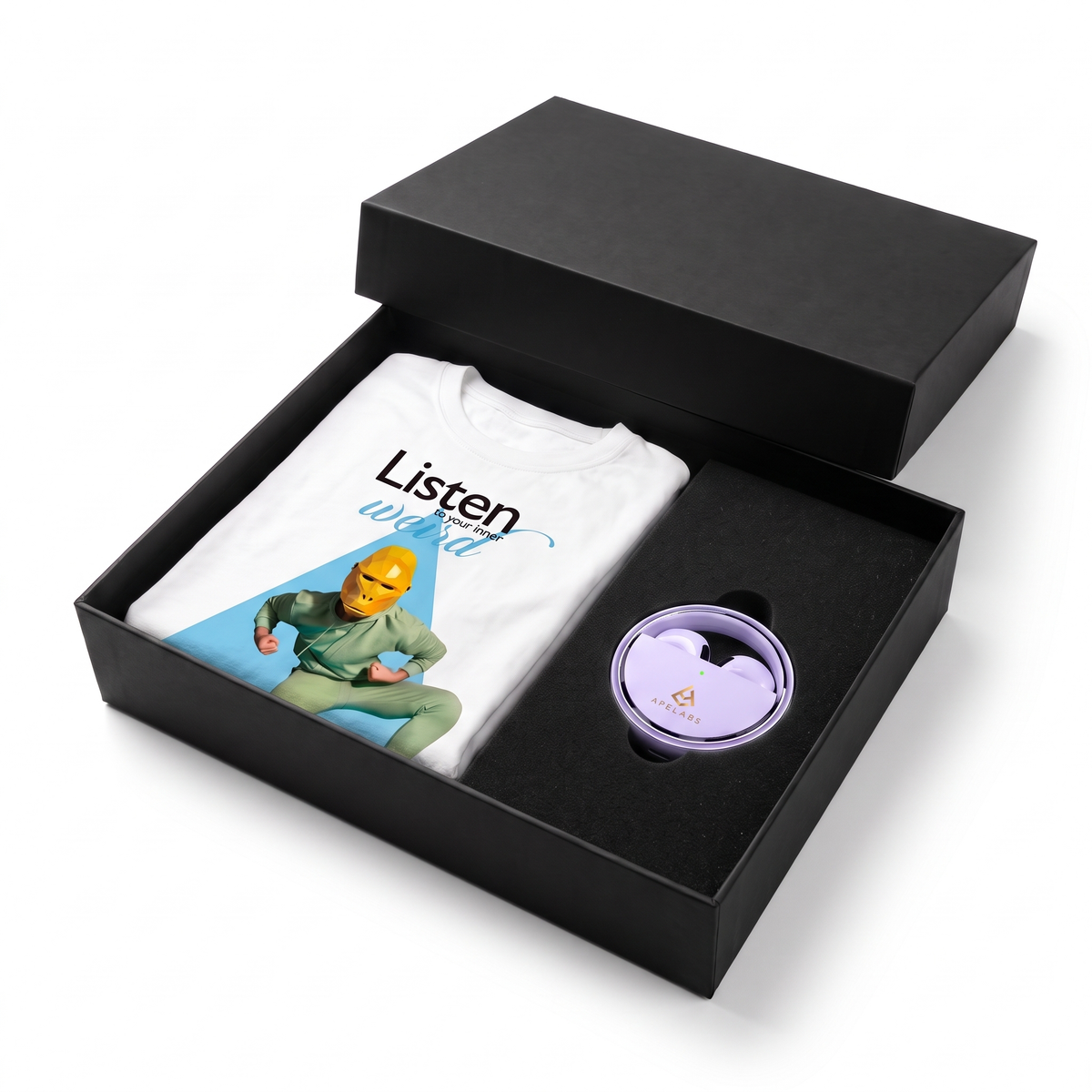 AirSpin Earbuds + Oversized T-Shirt Combo