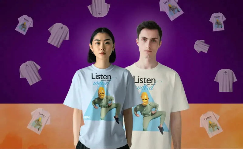 ApeLabs Couple Combo – 2 AirSpin Wireless Earbuds + 2 Oversized T-Shirts, Matching Gift Set for Couples, His & Hers Combo Pack
