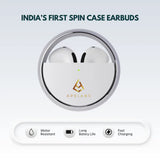 AirSpin Moon Silver Wireless Earbuds I 180° Rotating Case | HD Sound | ENC Calling | Long Battery Life